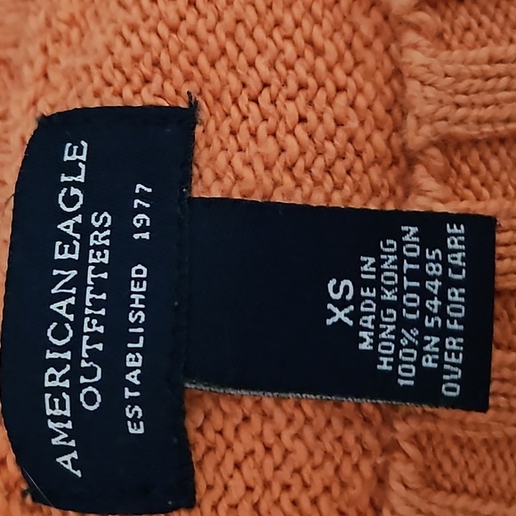 American Eagle Outfitters Orange & White 100% Cotton Knit Sweater Size XS - Picture 6 of 6
